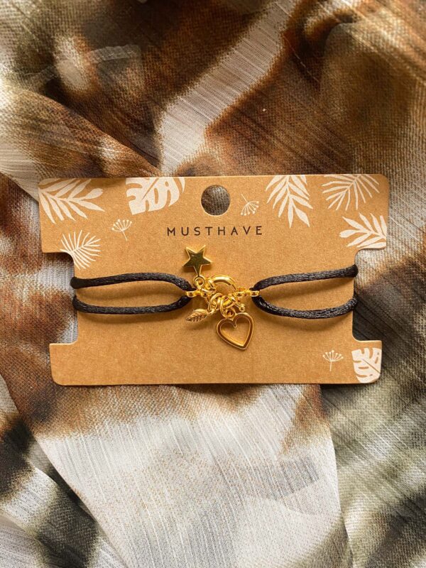 Armband satijnkoord boei goud - Afbeelding 2