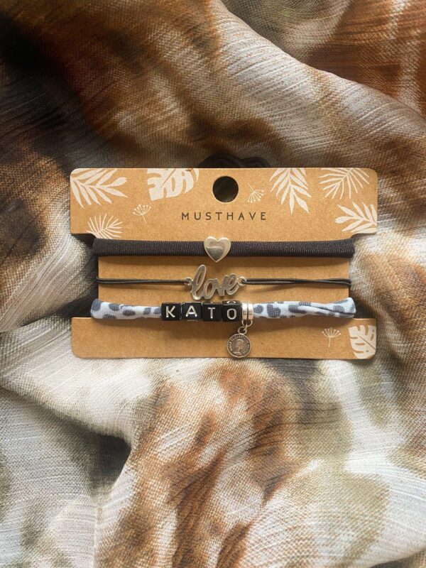 Armbanden set 4 letters en Love zilver