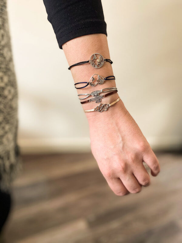 Armband satijnkoord Zilveren Bloem - Afbeelding 4