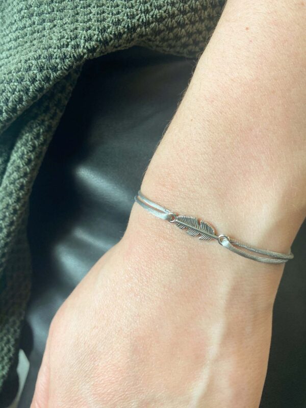 Armband satijnkoord Zilveren Blad